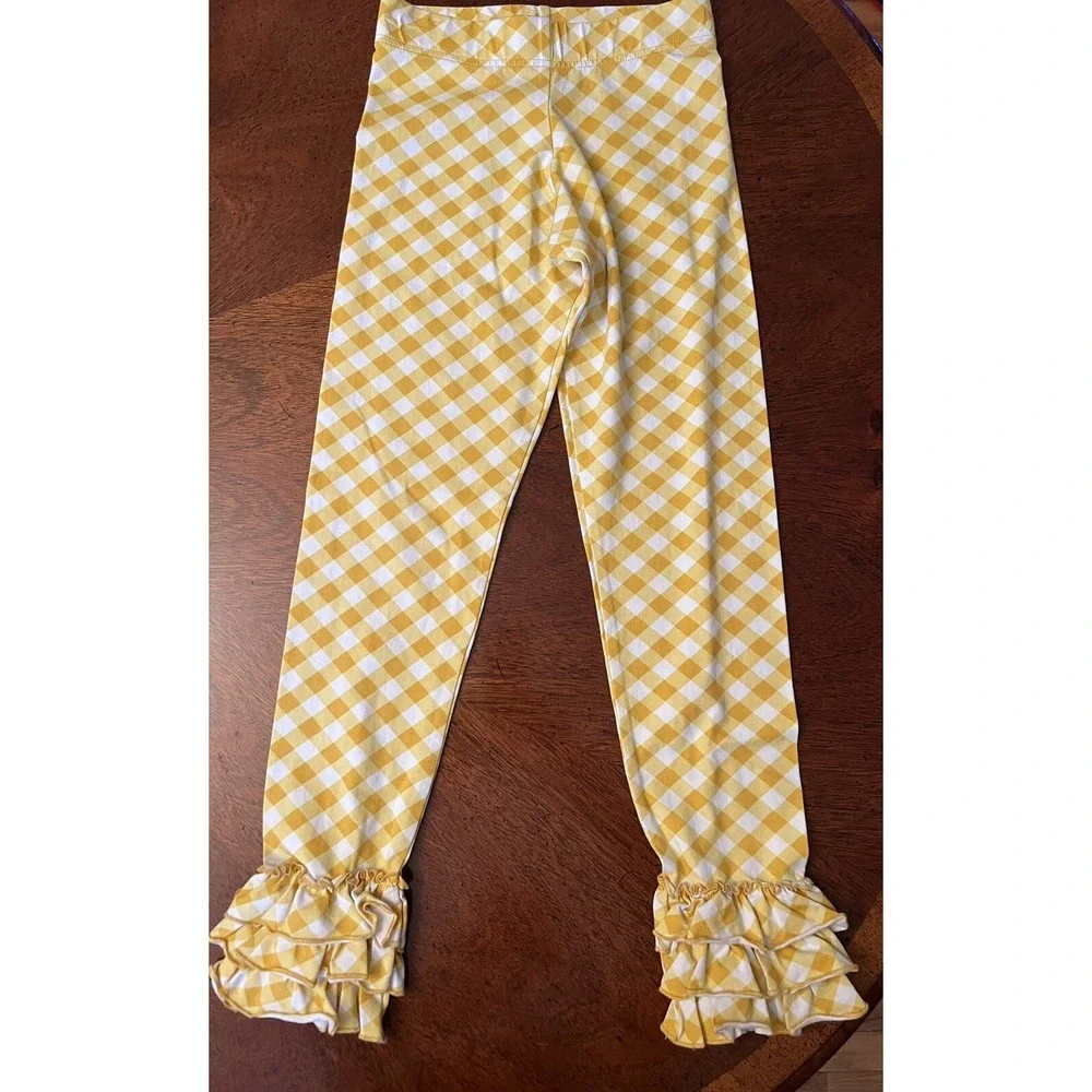 Serendipity‎ 9-10 Girls Yellow Checkered Leggings